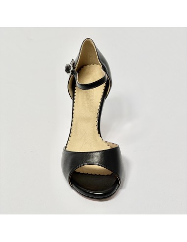 Scarpa da ballo donna tango argentino kizomba ballo da sala liscio pelle nero suola cuoio pomiciato tacco 70 sottile