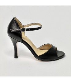 Scarpa da ballo donna tango argentino kizomba ballo da sala pelle nero suola cuoio pomiciato tacco 90 sottile