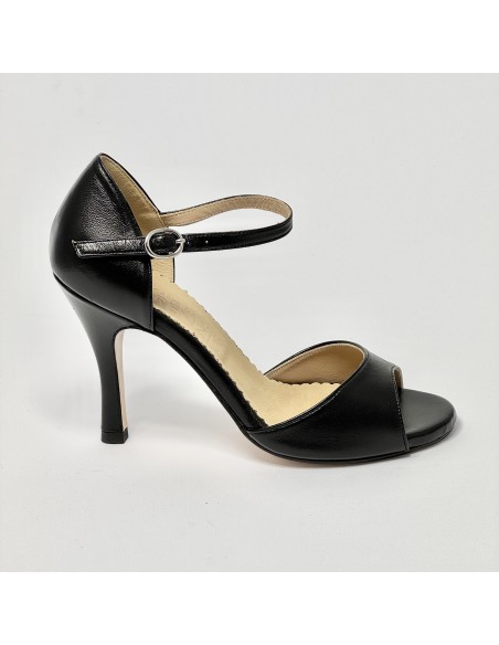 Scarpa da ballo donna tango argentino kizomba ballo da sala pelle nero suola cuoio pomiciato tacco 90 sottile
