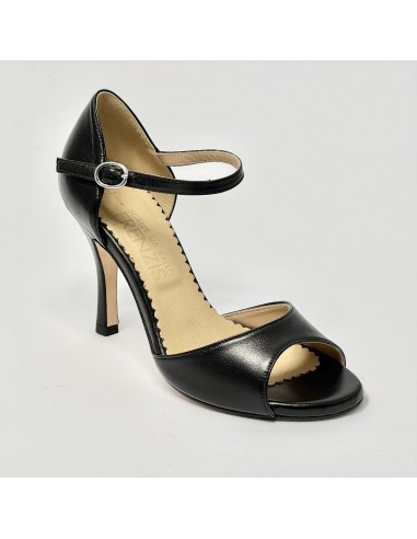 Scarpa da ballo donna tango argentino kizomba ballo da sala pelle nero suola cuoio pomiciato tacco 90 sottile