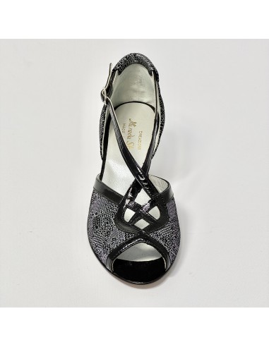 Scarpa da ballo donna latino americano liscio da sala nabuk nero argento vernice nero suola cuoio pomiciato tacco 50