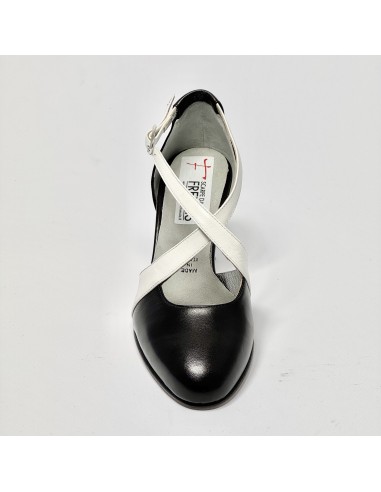 Scarpa da ballo donna ballo da sala liscio latino tango pelle nero bianco suola cuoio pomiciato tacco 70 rocchetto
