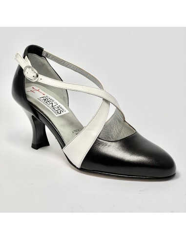 Scarpa da ballo donna ballo da sala liscio latino tango pelle nero bianco suola cuoio pomiciato tacco 70 rocchetto