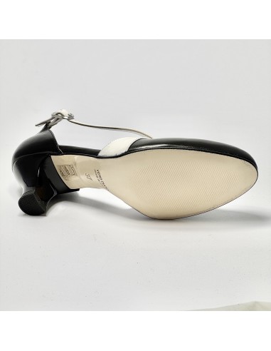 Scarpe da ballo donna ballo da sala liscio tango latino pelle nero bianco suola cuoio pomiciato tacco 50