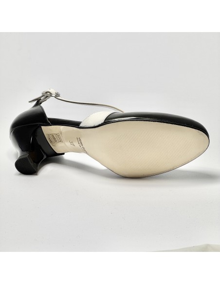 Scarpe da ballo donna ballo da sala liscio tango latino pelle nero bianco suola cuoio pomiciato tacco 50