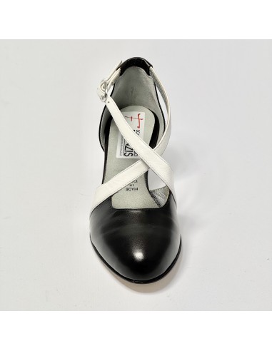Scarpe da ballo donna ballo da sala liscio tango latino pelle nero bianco suola cuoio pomiciato tacco 50