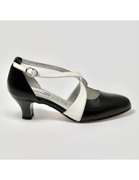 Scarpe da ballo donna ballo da sala liscio tango latino pelle nero bianco suola cuoio pomiciato tacco 50