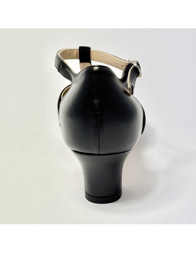 Scarpa da ballo donna liscio da sala standard punta chiusa pelle e camoscio nero suola cuoio pomiciato tacco 40 largo