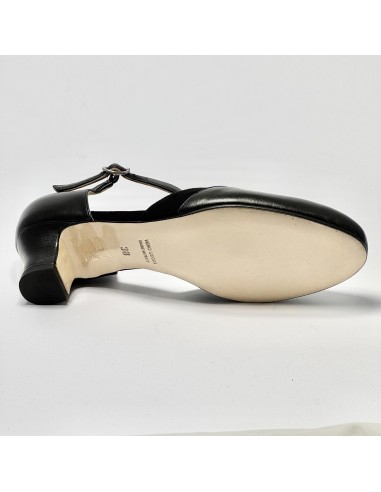 Scarpa da ballo donna liscio da sala standard punta chiusa pelle e camoscio nero suola cuoio pomiciato tacco 40 largo