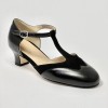 Scarpa da ballo donna liscio da sala standard punta chiusa pelle e camoscio nero suola cuoio pomiciato tacco 40 largo