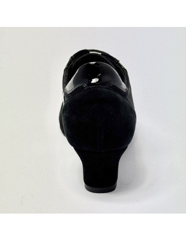 Scarpa da ballo donna ballo da sala training allenamento allacciata camoscio tessuto vernice nero suola bufalo tacco 40