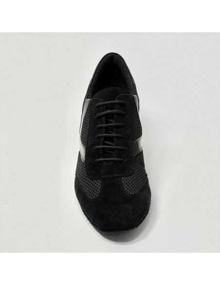 Scarpa da ballo donna ballo da sala training allenamento allacciata camoscio tessuto vernice nero suola bufalo tacco 40