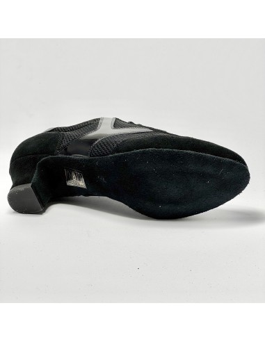 Scarpa da ballo donna ballo da sala training allenamento allacciata camoscio tessuto vernice nero suola bufalo tacco 40