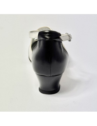 Scarpa da ballo donna ballo da sala liscio latino tango sottopiede memory pelle nero bianco suola cuoio pomiciato tacco 30 largo