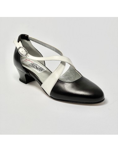 Scarpa da ballo donna ballo da sala liscio latino tango sottopiede memory pelle nero bianco suola cuoio pomiciato tacco 30 largo