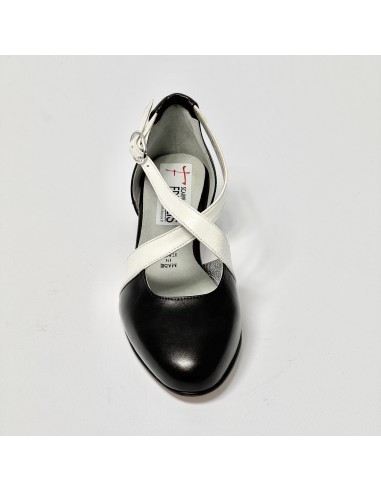 Scarpa da ballo donna ballo da sala liscio latino tango sottopiede memory pelle nero bianco suola cuoio pomiciato tacco 30 largo