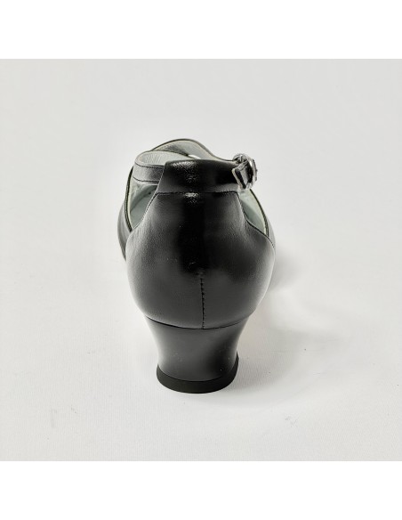 Scarpa da ballo donna ballo da sala liscio latino tango sottopiede memory pelle nero suola cuoio pomiciato tacco 30 largo