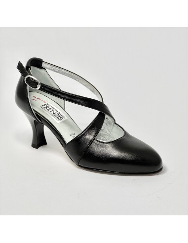 Scarpa da ballo donna ballo da sala liscio latino tango sottopiede memory pelle nero suola cuoio pomiciato tacco 70 rocchetto