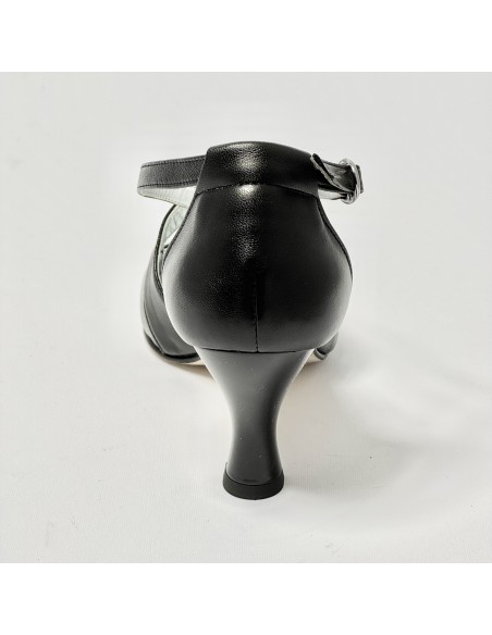 Scarpa da ballo donna ballo da sala liscio latino tango sottopiede memory pelle nero suola cuoio pomiciato tacco 70 rocchetto