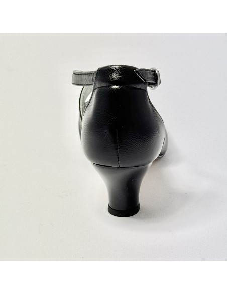 Scarpa da ballo donna ballo da sala liscio latino tango sottopiede memory pelle nero suola cuoio pomiciato tacco 50