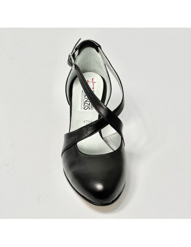 Scarpa da ballo donna ballo da sala liscio latino tango sottopiede memory pelle nero suola cuoio pomiciato tacco 50