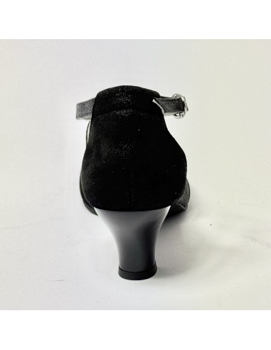 Scarpa da ballo donna ballo da sala liscio standard punta chiusa nabuk polvere glitter nero suola bufalo tacco 50