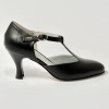 Scarpa da ballo donna ballo liscio da sala standard punta chiusa pelle nero suola cuoio tacco 70 rocchetto
