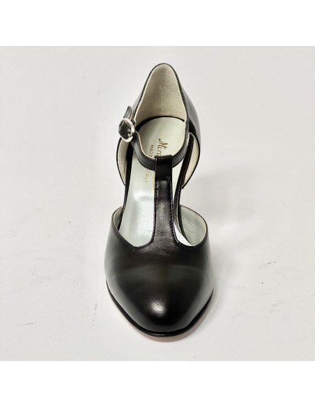 Scarpa da ballo donna ballo liscio da sala standard punta chiusa pelle nero suola cuoio tacco 70 rocchetto