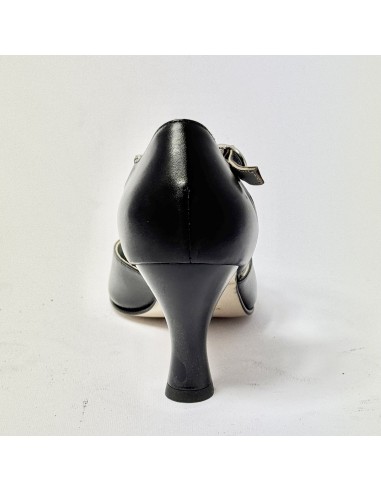 Scarpa da ballo donna ballo liscio da sala standard punta chiusa pelle nero suola cuoio tacco 70 rocchetto