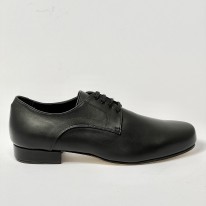 Scarpa da ballo uomo liscio da sala latino americano tango argentino pelle nera forma extra large suola cuoio pomiciato tacco 20