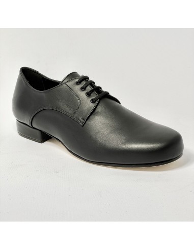 Scarpa da ballo uomo liscio da sala latino americano tango argentino pelle nera forma extra large suola cuoio pomiciato tacco 20