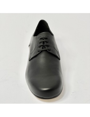 Scarpa da ballo uomo liscio da sala latino americano tango argentino pelle nera forma extra large suola cuoio pomiciato tacco 20
