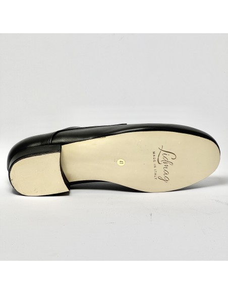 Scarpa da ballo uomo liscio da sala latino americano tango argentino pelle nera forma extra large suola cuoio pomiciato tacco 20