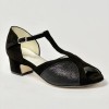 Scarpa da ballo donna latino americano liscio da sala camoscio glitter nero suola cuoio tacco 40 rocchetto