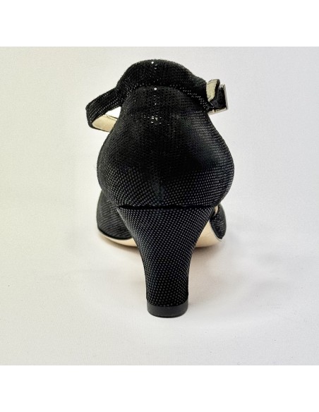Scarpa da ballo donna liscio da sala standard punta chiusa nabuk fischer nero suola cuoio tacco 50