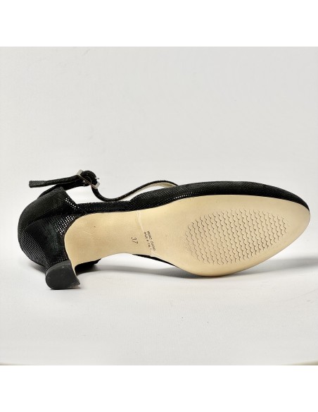 Scarpa da ballo donna liscio da sala standard punta chiusa nabuk fischer nero suola cuoio tacco 50