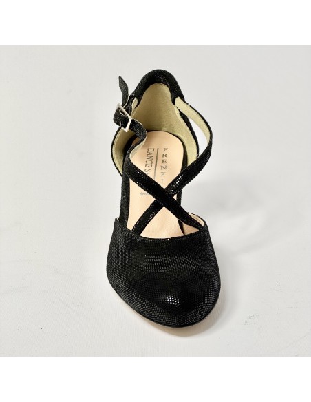 Scarpa da ballo donna liscio da sala standard punta chiusa nabuk fischer nero suola cuoio tacco 50