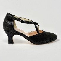 Scarpa da ballo donna liscio da sala standard punta chiusa nabuk fischer nero suola cuoio tacco 50