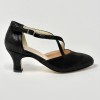 Scarpa da ballo donna liscio da sala standard punta chiusa nabuk fischer nero suola cuoio tacco 50