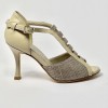 Scarpa da ballo donna latino liscio da sala tango spuntata pelle tessuto sabbia suola cuoio tacco 90