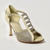 Scarpa da ballo donna latino liscio da sala tango spuntata pelle tessuto sabbia suola cuoio tacco 90