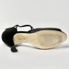 Scarpa da ballo donna latino americano liscio da sala punta aperta camoscio glitter nero suola cuoio tacco 70 rocchetto