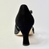Scarpa da ballo donna latino americano liscio da sala punta aperta camoscio glitter nero suola cuoio tacco 70 rocchetto
