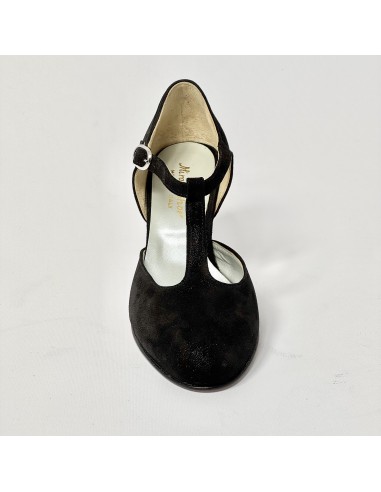 Scarpa da ballo donna liscio da sala standard punta chiusa nabuk polvere nero suola cuoio tacco 70 rocchetto