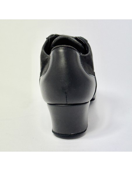 Scarpa da ballo donna allenamento training studio allacciata pelle camoscio nero  suola bufalo tacco 40 largo