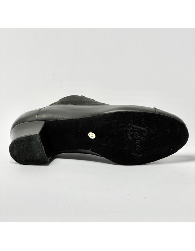Scarpa da ballo donna allenamento training studio allacciata pelle camoscio nero  suola bufalo tacco 40 largo