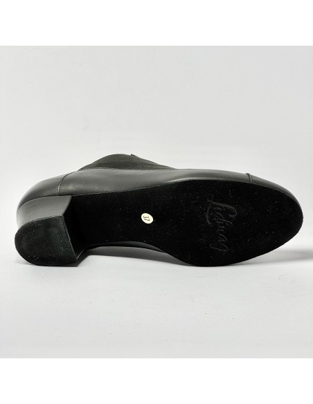 Scarpa da ballo donna allenamento training studio allacciata pelle camoscio nero  suola bufalo tacco 40 largo