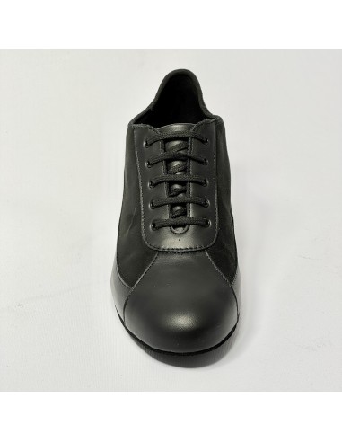 Scarpa da ballo donna allenamento training studio allacciata pelle camoscio nero  suola bufalo tacco 40 largo