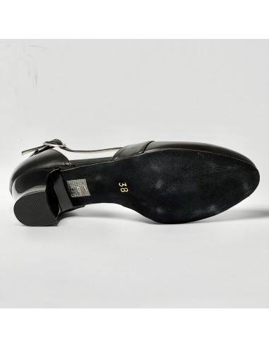 Scarpa da ballo donna ballo da sala liscio standard pelle nero suola bufalo tacco 30 largo