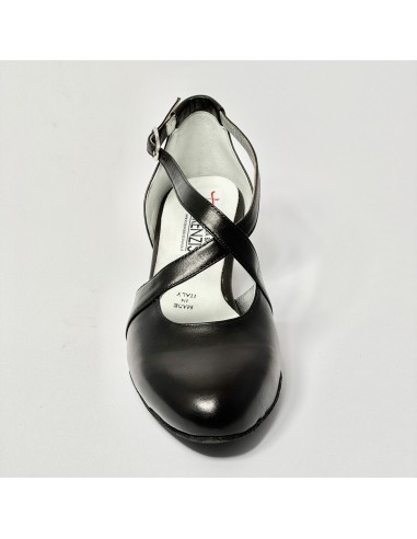 Scarpa da ballo donna ballo da sala liscio standard pelle nero suola bufalo tacco 30 largo